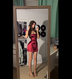 Cute Sheath Burgundy Satin Short Summer Birthday Dress Hoco Dress Birthday Outfit 19th Birthday Mini Party Dresses HZ1121