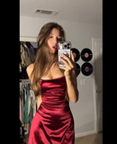 Cute Sheath Burgundy Satin Short Summer Birthday Dress Hoco Dress Birthday Outfit 19th Birthday Mini Party Dresses HZ1121