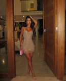 Sexy Sheath Champagne Short Summer Birthday Dress Hoco Dress Birthday Outfit 19th Birthday Mini Party Dresses HZ1121