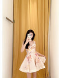 Sexy A Line Spaghetti Straps Pink Floral Short Summer Birthday Dress Hoco Dress Birthday Outfit 18th Birthday Mini Party Dresses HZ1121