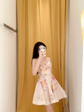 Sexy A Line Spaghetti Straps Pink Floral Short Summer Birthday Dress Hoco Dress Birthday Outfit 18th Birthday Mini Party Dresses HZ1121