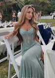Sexy Mermaid Lace Green Long Birthday Dress Prom Dress Baddie Summer Birthday Outfit HZ1121