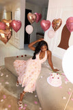 Cute A line V Neckline Floral Satin Long Birthday Dress Prom Dress Baddie Summer Birthday Outfit HZ1121