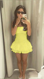 Sexy Sheath Strapless Satin White Short Summer Birthday Dress Hoco Dress Birthday Outfit 18th Birthday Mini Party Dresses HZ1121