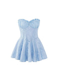 Cute A line Strapless Blue Lace Short Summer Birthday Dress Hoco Dress Birthday Outfit 18th Birthday Mini Party Dresses HZ1121