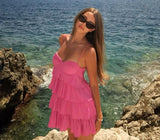 Sexy A Line Spaghetti Straps Hot Pink Chiffon Short Summer Birthday Dress Hoco Dress Birthday Outfit 18th Birthday Mini Party Dresses HZ1121