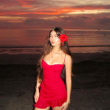 Sexy Sheath Spaghetti Straps Red Sequin Short Summer Birthday Dress Hoco Dress Birthday Outfit 18th Birthday Mini Party Dresses HZ1121