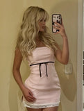 Sexy Sheath Spaghetti Straps Pink Short Summer Birthday Dress Hoco Dress Birthday Outfit 18th Birthday Mini Party Dresses HZ1121