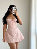 Cute A Line Spaghetti Straps Pink Short Summer Birthday Dress Hoco Dress Birthday Outfit 18th Birthday Mini Party Dresses HZ1121
