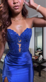 Elegant Sheath Royal Blue Sweetheart Long Birthday Dress Prom Dress Baddie Summer 20th Birthday Outfit HZ1121