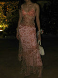 Elegant Mermaid Spaghetti Straps Sequin Pink Long Birthday Dress Prom Dress Baddie Summer 20th Birthday Outfit HZ1121
