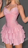 Cute A line Spaghetti Straps Sequin Pink Short Summer Birthday Dress Hoco Dress Birthday Outfit 21st Birthday Mini Party Dresses HZ1121