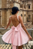 Pretty Backless Bow Back Square Neck Cami Dress Elegant Sleeveless Summer Birthday Dress Hoco Dress Birthday Outfit 19th Birthday Mini Cocktail Dresses HZ1121