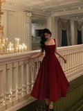 Stunning A line Square Neckline Burgundy Long 21st Birthday Dress Party Dress Birthday Outfit HZ1121