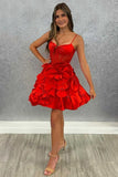 Sexy Ball Gown Spaghetti Straps Satin Pink Short Summer 20th Birthday Dress Hoco Dress Birthday Outfit 18th Birthday Mini Party Dresses HZ1121