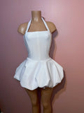 Sexy A Line Halter White Satin Short Summer Birthday Dress Hoco Dress Birthday Outfit 16th Birthday Mini Party Dresses HZ1121