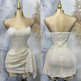 Sexy Sheath Strapless Sequin Short Summer 20th Birthday Dress Hoco Dress Birthday Outfit 18th Birthday Mini Party Dresses HZ1121