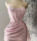 Sexy Sheath Strapless Sequin Short Summer 20th Birthday Dress Hoco Dress Birthday Outfit 18th Birthday Mini Party Dresses HZ1121