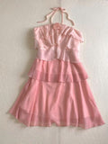 Pretty A line Halter Pink Ruffles Chiffon Sleeveless Summer Birthday Dress Hoco Dress Birthday Outfit 19th Birthday Mini Cocktail Dresses HZ1121