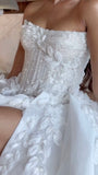 Ethereal Wedding Dress Ball Gown Strapless Lace White Wedding Dresses Corset Bridal Gowns HZ1121