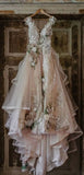 Vintage Bridal Gown Ball Gown V Neck Lace Wedding Dresses Minimalist Bridal Gowns HZ1121