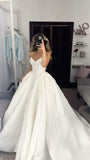 Romantic Bridal Gown Ball Gown Sweetheart Satin White Lace Wedding Dresses Minimalist Bridal Gowns HZ1121