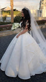 Vintage Bridal Gown Ball Gown Off The Shoulder White Lace Wedding Dresses Minimalist Bridal Gowns HZ1121