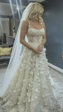 Romantic Bridal Gown Ball Gown Spaghetti Straps Lace Wedding Dresses Minimalist Bridal Gowns HZ1121