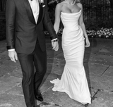 Romantic Bridal Gown Mermaid Strapless White Ruffles Wedding Dresses Minimalist Bridal Gowns HZ1121