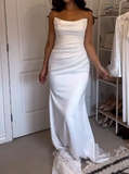 Romantic Bridal Gown Mermaid Strapless White Ruffles Wedding Dresses Minimalist Bridal Gowns HZ1121