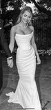 Romantic Bridal Gown Mermaid Strapless White Ruffles Wedding Dresses Minimalist Bridal Gowns HZ1121