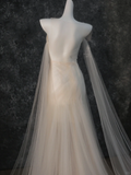 Vintage Bridal Gown Mermaid Strapless White Tulle Long Sleeves Wedding Dresses Minimalist Bridal Gowns HZ1121
