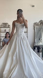Romantic Bridal Gown A line Sweetheart Satin White Slit Wedding Dresses Minimalist Bridal Gowns HZ1121