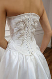 Romantic Bridal Gown A line Sweetheart Satin White Slit Wedding Dresses Minimalist Bridal Gowns HZ1121