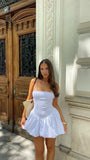 Cute A line Spaghetti Straps White Satin Short Summer 18th Birthday Dress Hoco Dress Birthday Outfit 23rd Birthday Mini Party Dresses HZ1121