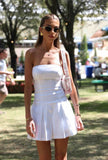 Pretty Sheath Strapless Satin White Summer Birthday Dress Hoco Dress Birthday Outfit 19th Birthday Mini Cocktail Dresses HZ1121