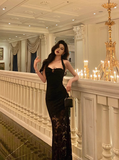 Elegant Mermaid Spaghetti Straps Black 21st Birthday Dress Party Gown Birthday Outfits Birthday Dress Ideas For Women HZ1121