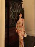 Elegant Mermaid Pink Floral Chiffon 18th Birthday Dress Party Gown Birthday Outfits Birthday Dress Ideas For Women HZ1121