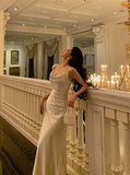 Elegant Mermaid Satin Ivory Sleeveless 21st Birthday Dress Party Gown Birthday Outfits Birthday Dress Ideas For Women HZ1121