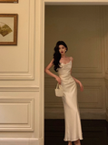 Elegant Mermaid Satin Ivory Sleeveless 21st Birthday Dress Party Gown Birthday Outfits Birthday Dress Ideas For Women HZ1121