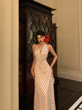Elegant A line White Polka Dots Sleeveless 21st Birthday Dress Party Gown Birthday Outfits Birthday Dress Ideas For Women HZ1121