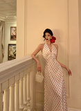 Elegant A line White Polka Dots Sleeveless 21st Birthday Dress Party Gown Birthday Outfits Birthday Dress Ideas For Women HZ1121