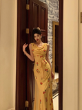 Classy Mermaid Yellow Floral Long 18th Birthday Dress Party Gown 21st Birthday Outfits Birthday Dress Ideas For Women HZ1121