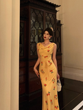 Classy Mermaid Yellow Floral Long 18th Birthday Dress Party Gown 21st Birthday Outfits Birthday Dress Ideas For Women HZ1121