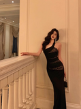 Elegant Mermaid Black Lace Sleeveless 21st Birthday Dress Party Gown Birthday Outfits Birthday Dress Ideas For Women HZ1121