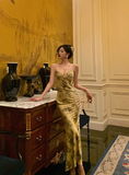 Elegant Mermaid Yellow Floral Sleeveless 21st Birthday Dress Party Gown Birthday Outfits Birthday Dress Ideas For Women HZ1121