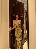 Elegant Mermaid Yellow Floral Sleeveless 21st Birthday Dress Party Gown Birthday Outfits Birthday Dress Ideas For Women HZ1121
