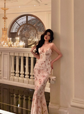 Sexy Mermaid Pink Floral Spaghetti Straps 18th Birthday Dress Party Gown Birthday Outfits Birthday Dress Ideas For Women HZ1121