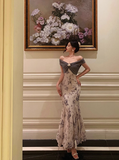 Classy Mermaid Off The Shoulder Floral Long 18th Birthday Dress Party Gown 21st Birthday Outfits Birthday Dress Ideas For Women HZ1121