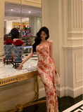 Elegant Mermaid Strapless Pink Floral Sleeveless 21st Birthday Dress Party Gown Birthday Outfits Birthday Dress Ideas For Women HZ1121